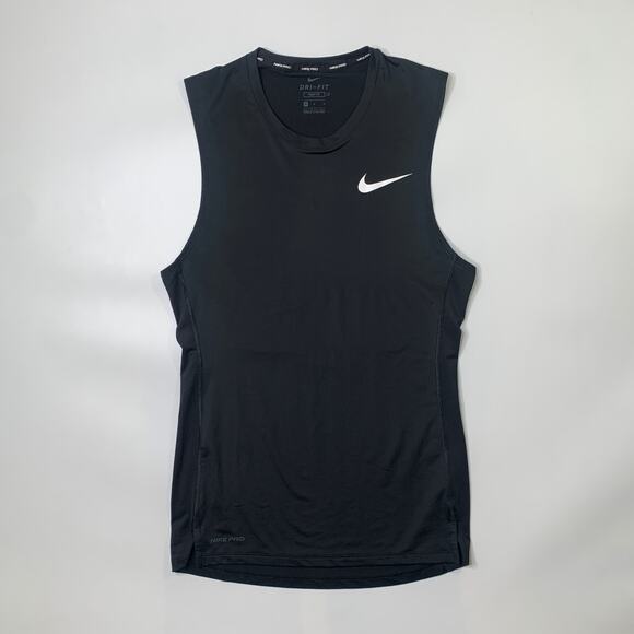 Nike Pro Tank Top Mens M Medium Tight Fit Black DriFit Sleeveless Athletic Train - Picture 2 of 9